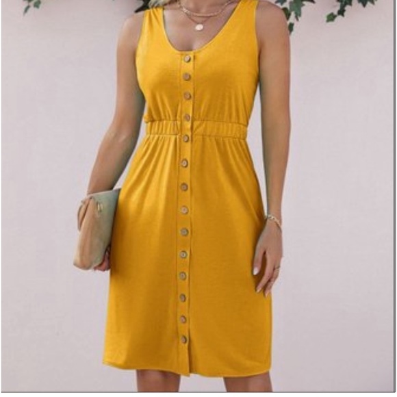 NWT| M-L |KARRINA |SUNSHINE YELLOW MINIMALIST DRESS| NEW - Picture 1 of 13